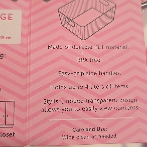 Barbie Logo Heart Ribbed Transparent Storage Bin w/Handles - Picture 13 of 13